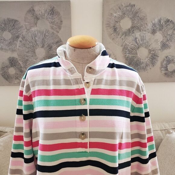 Talbots Striped Button Up Pullover Sweatshirt sz 3x - Picture 3 of 10